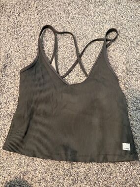 Crisscross Ribbed Tank Top in Olive